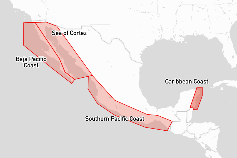 Sailing areas in Mexico