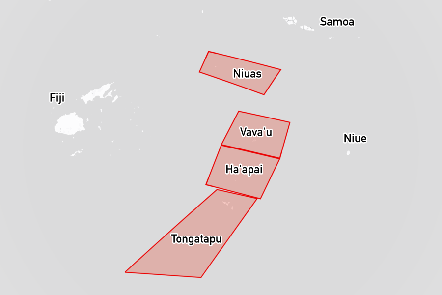 Sailing areas in Tonga