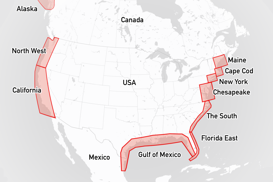 Sailing areas in United States of America